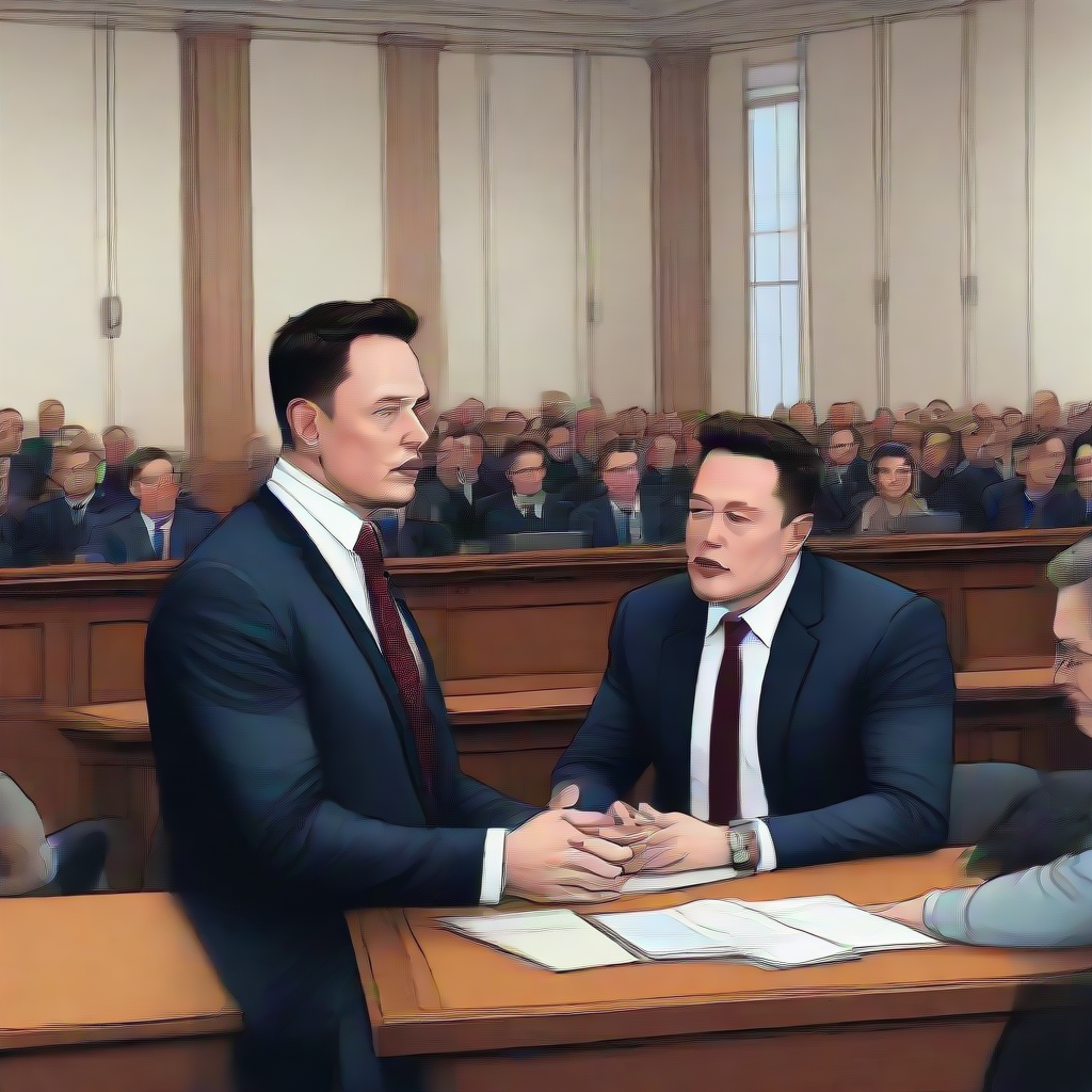 elon musk addressing a group of men in court