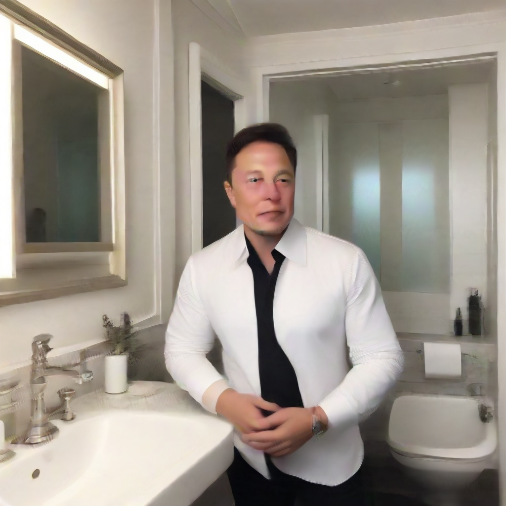 Elon Musk furiously tweeting from his bathroom