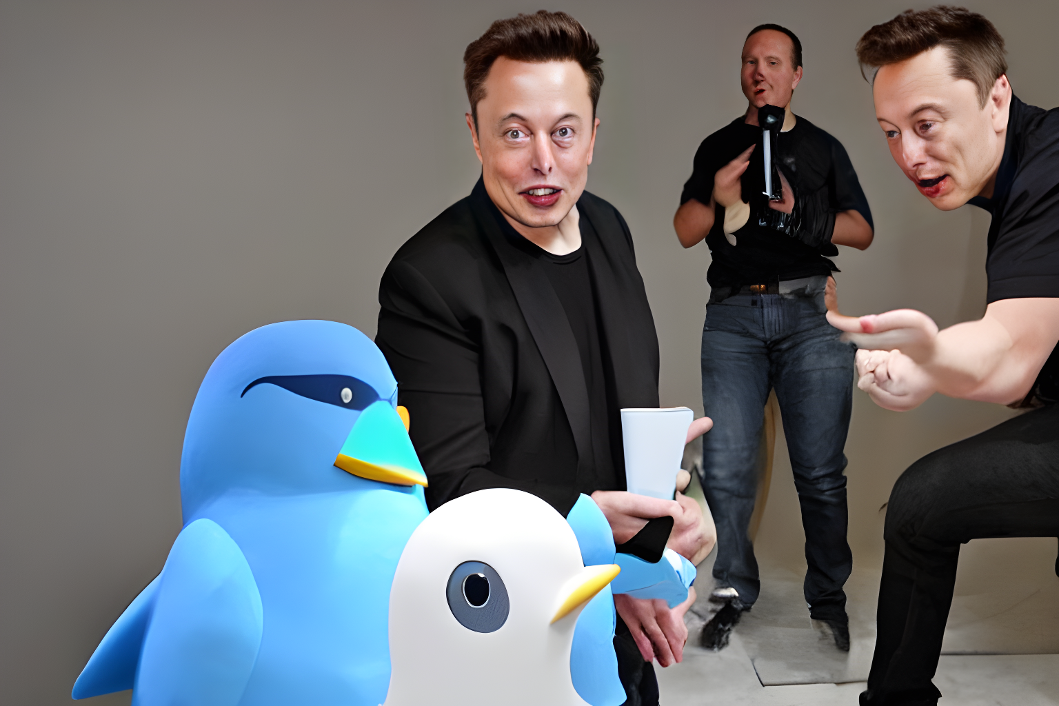 Elon Musk plays with twitter bird