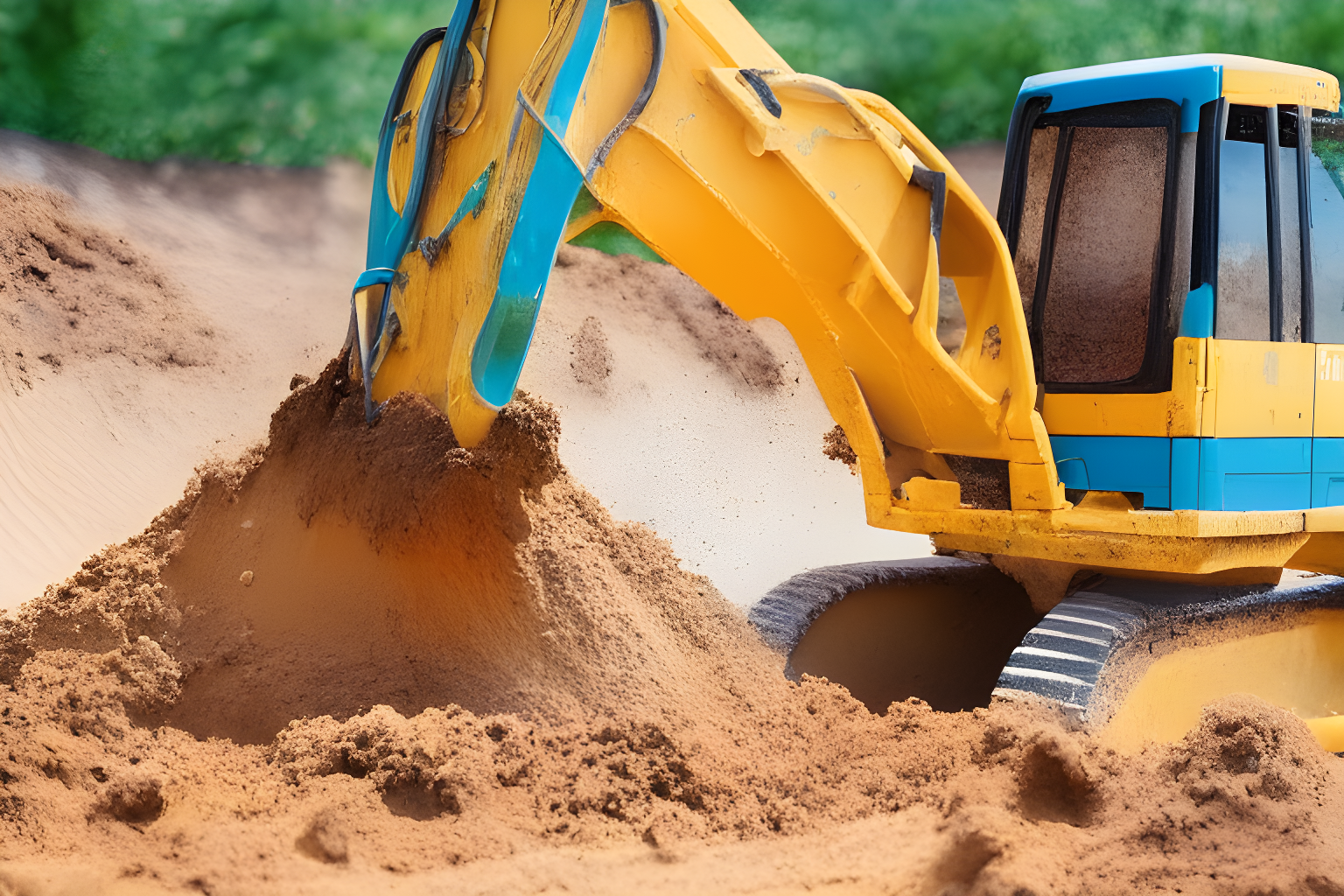 excavator digging a hole in the sandbox