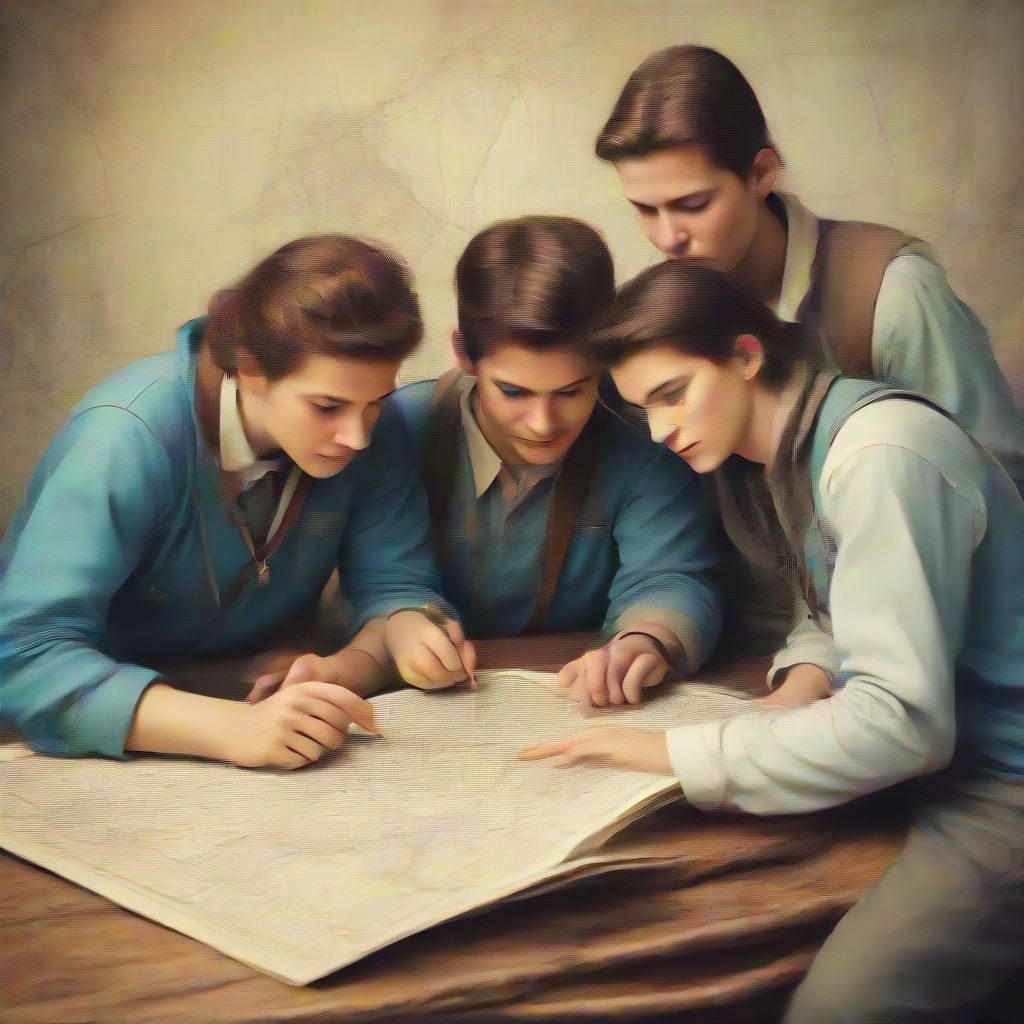 explorers studying a map of the world