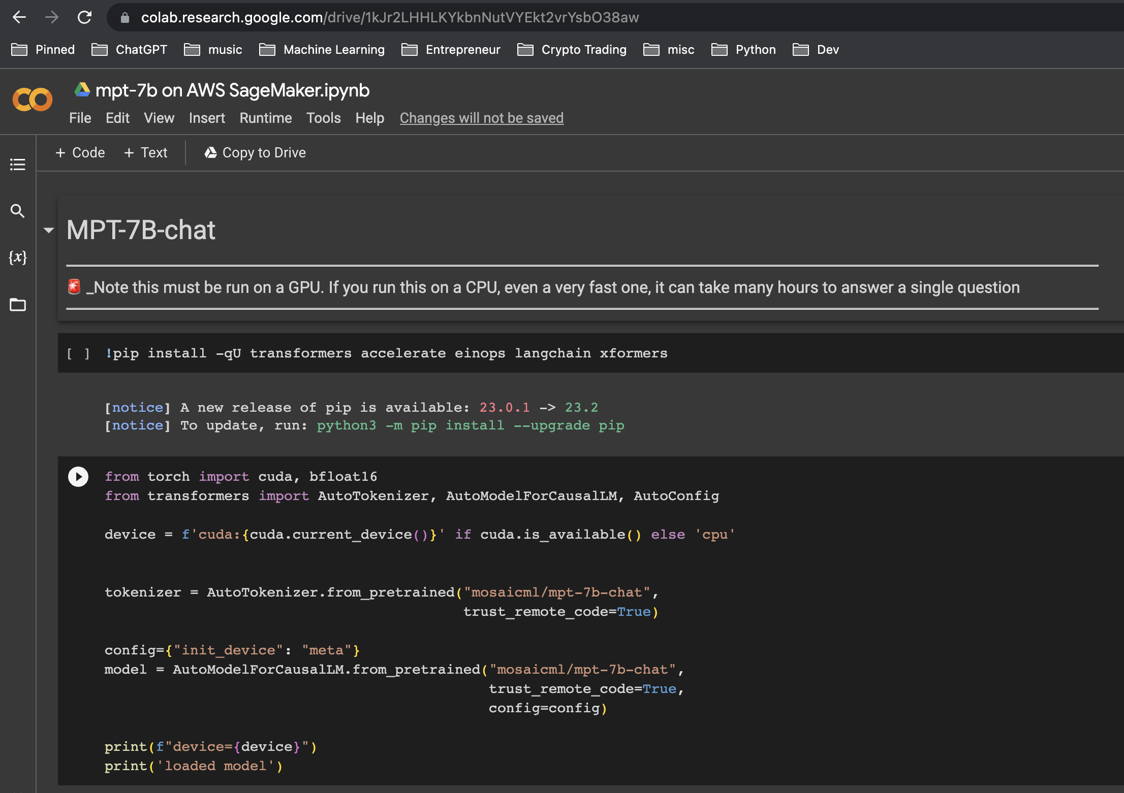 The notebook on Google Colab. Image credit: Author