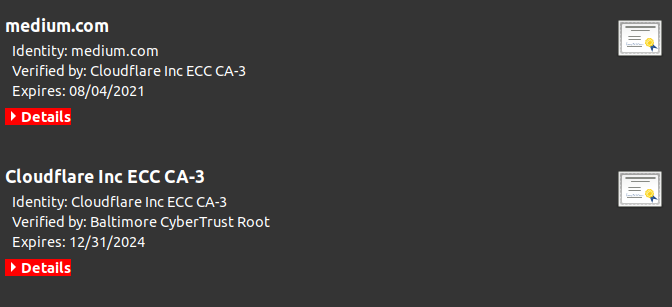 Pic 4. The Certificate Authority is CloudFlare Inc ECC CA-3 as of June 14th, 2021