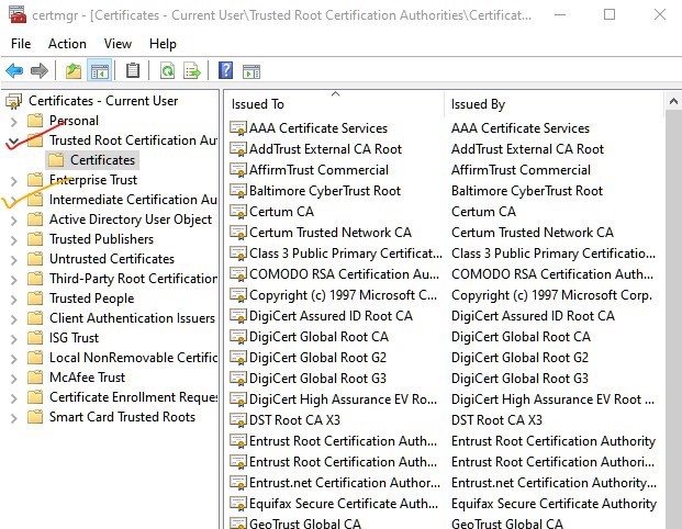 Pic 8. Certificate stored in windows