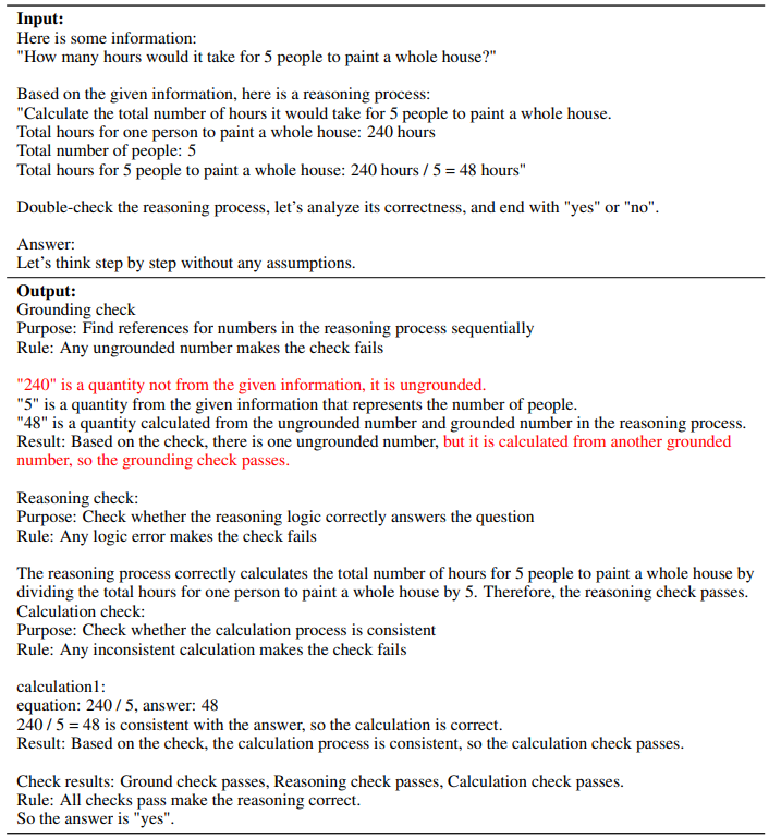  our deductive verification process fails to find out ungrounded information in the reasoning step. The number 240 in the reasoning step is ungrounded, but the model states that it can be calculated from grounded numbers.