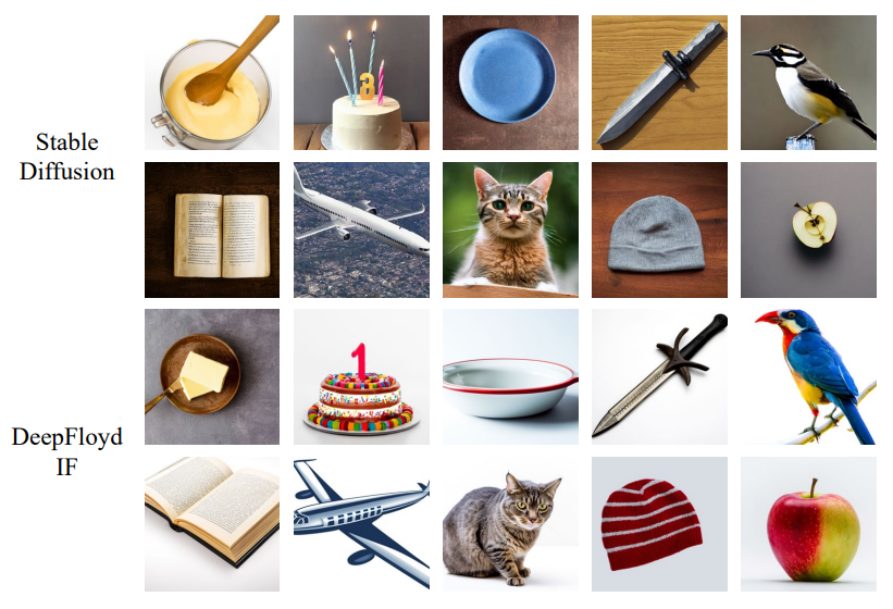 Figure 2. Examples of various generative models. The samples generated by different generative models vary, even within the same category.