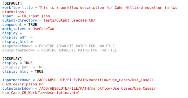 Figure 5: Screenshot of an example configparser .ini file to initialize and run MaRDIFlow through command-line.