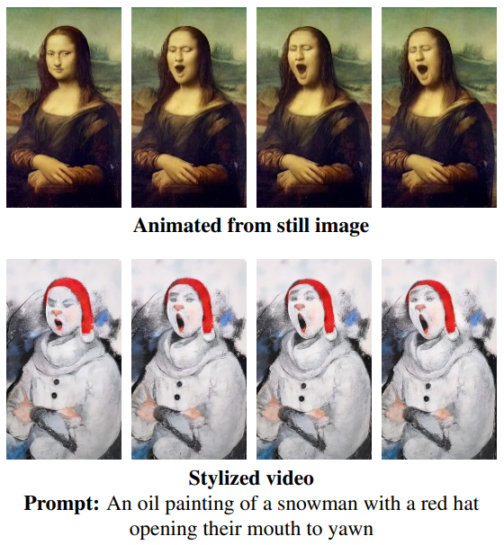  Example of zero-shot video editing via task chaining (text conditioned image-to-video and stylization)