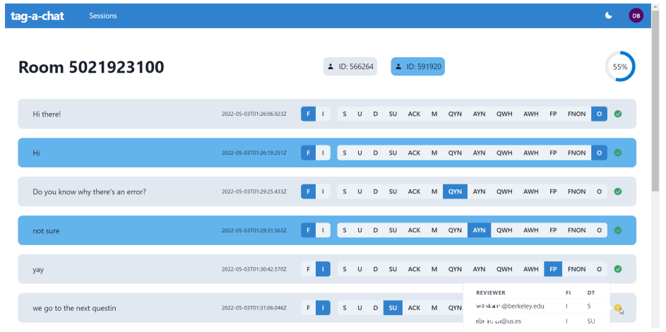 Figure 17 User interface of the tag-a-chat tool