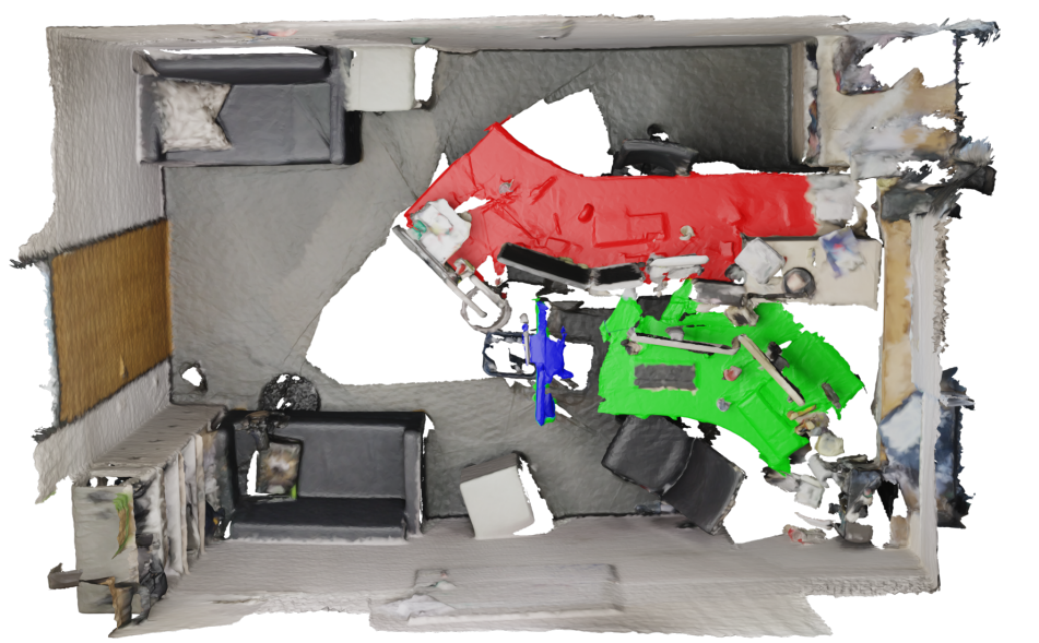 Figure 18: Additional qualitative results on ScanNet200. with text prompt "Desk".