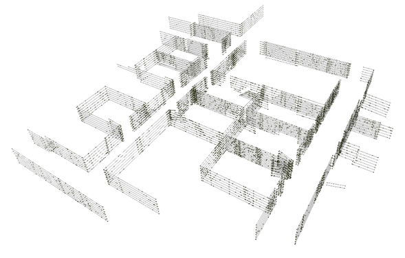 Fig. 7. A building mesh sliced at multiple altitudes.