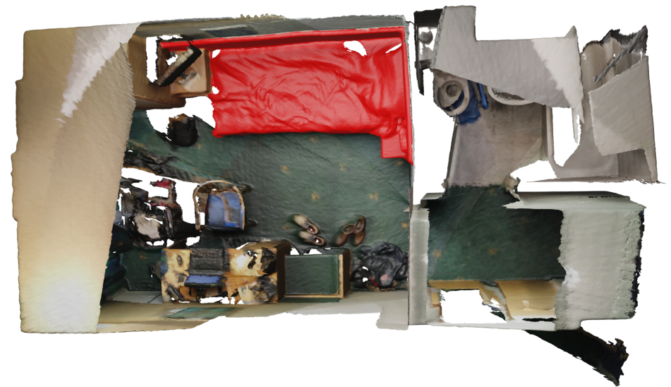 Figure 19: Additional qualitative results on ScanNet200. with text prompt "Bed".
