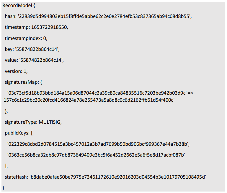 Example of multisig record