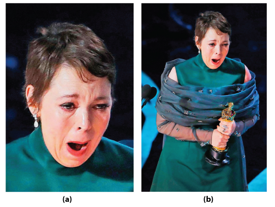 Figure 1. Importance of context in emotion recognition. How does she feel? Look at the woman in picture (a). If you had to guess her emotion, you might say that she is sad or in grief. However, picture (b) reveals the context of the scene allowing us to correctly observe that she is very happy or excited.