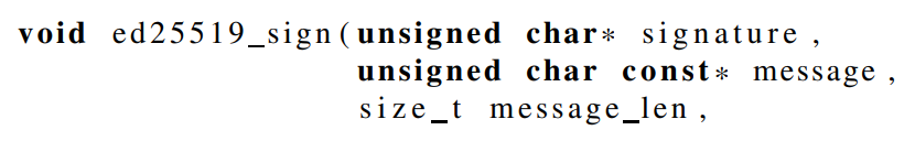 Listing 1. ’OpenGNB public-key signature C interface’
