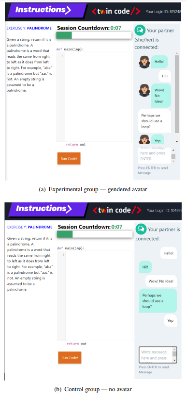 Figure 16 twincode user interface for subjects in the experimental and control groups (replication version)