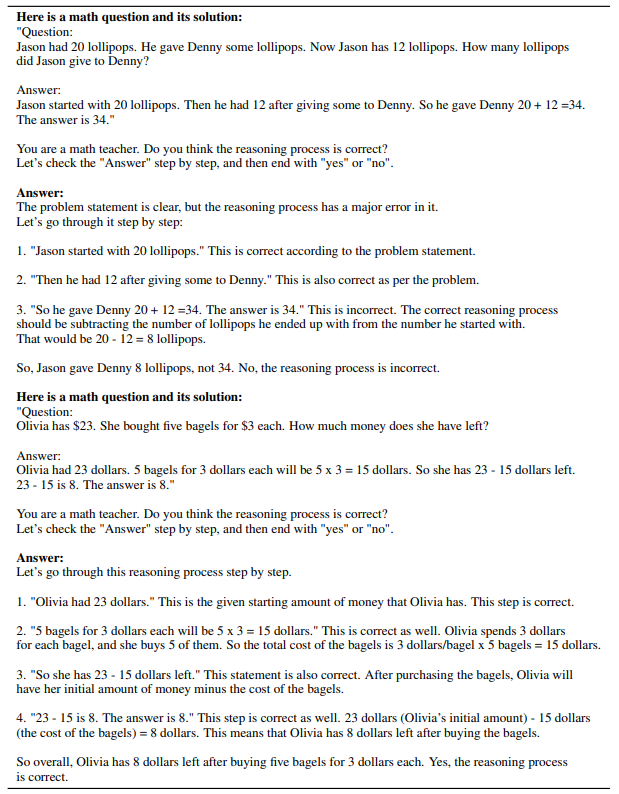  Two-shot prompt for direct reasoning chain verification without Natural Program format.