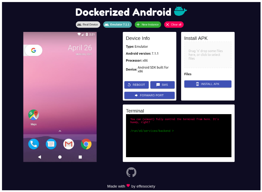 圖3. Docker化Android使用者介面