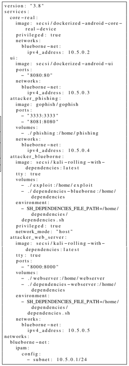 清单1. BlueBorne攻击链的docker-compose.yaml