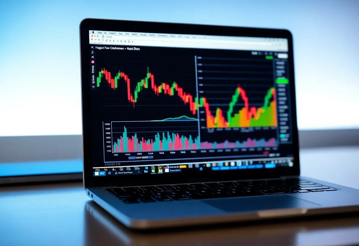 financial charts on a laptop screen