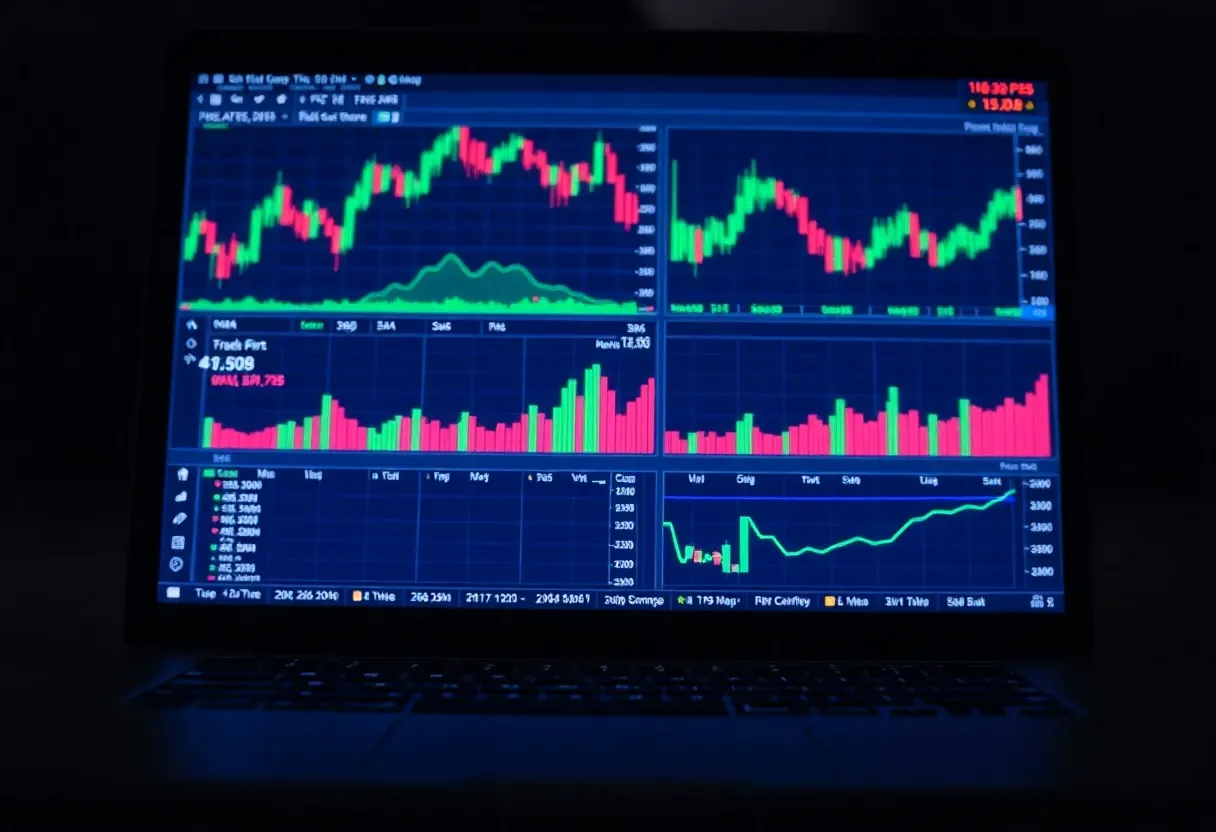 financial charts on a laptop screen