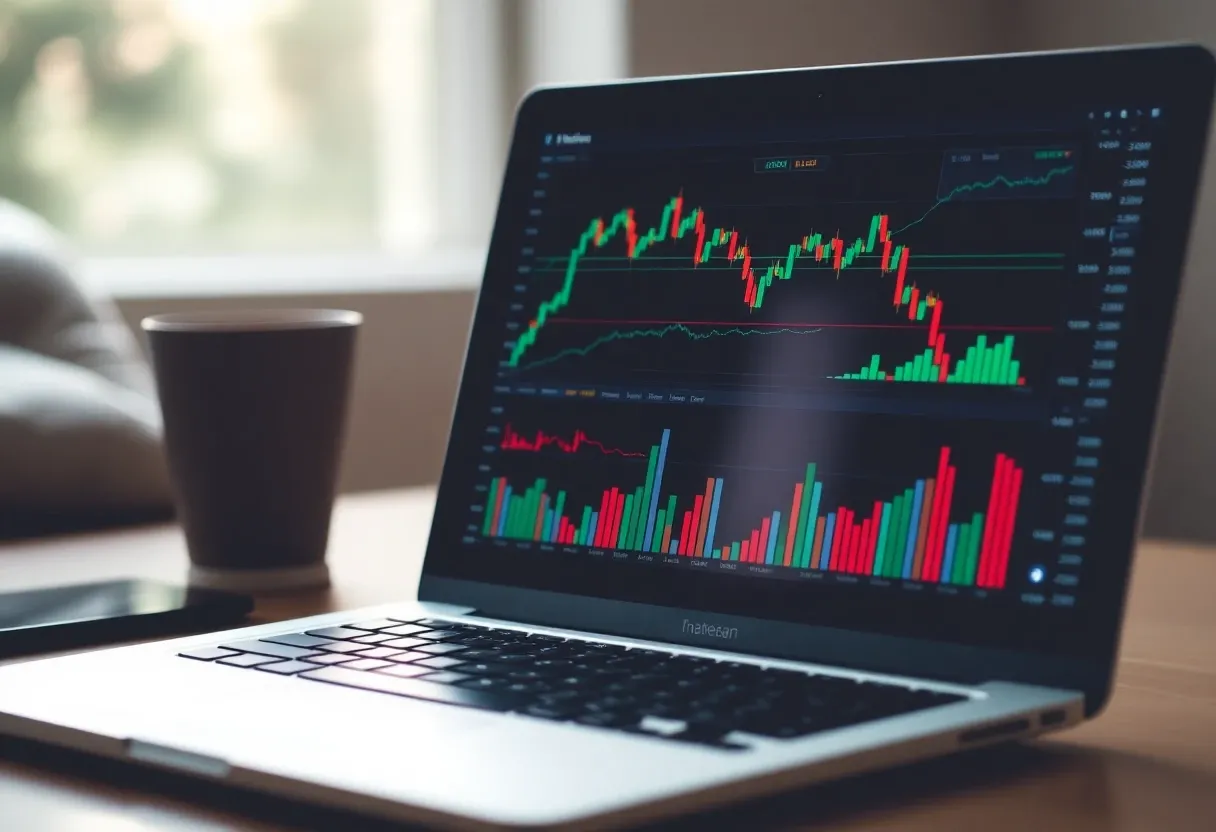 financial charts on a laptop screen