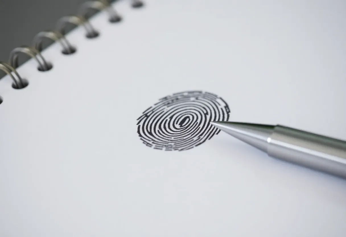 fingerprint on a notebook