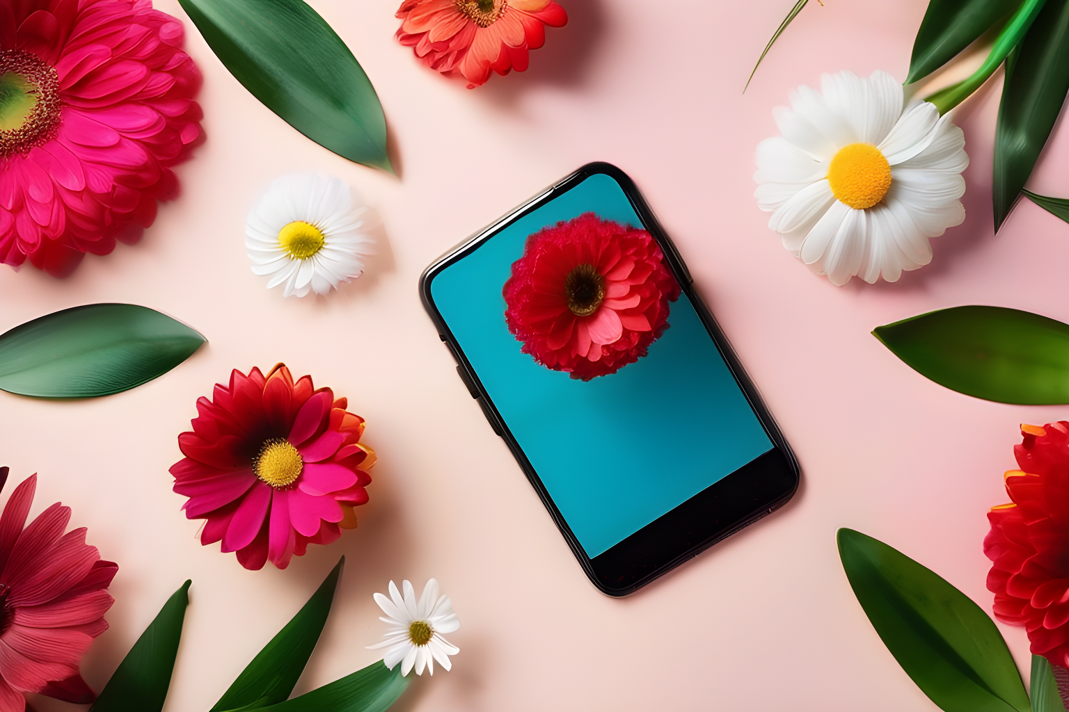 flowers coming out of a phone