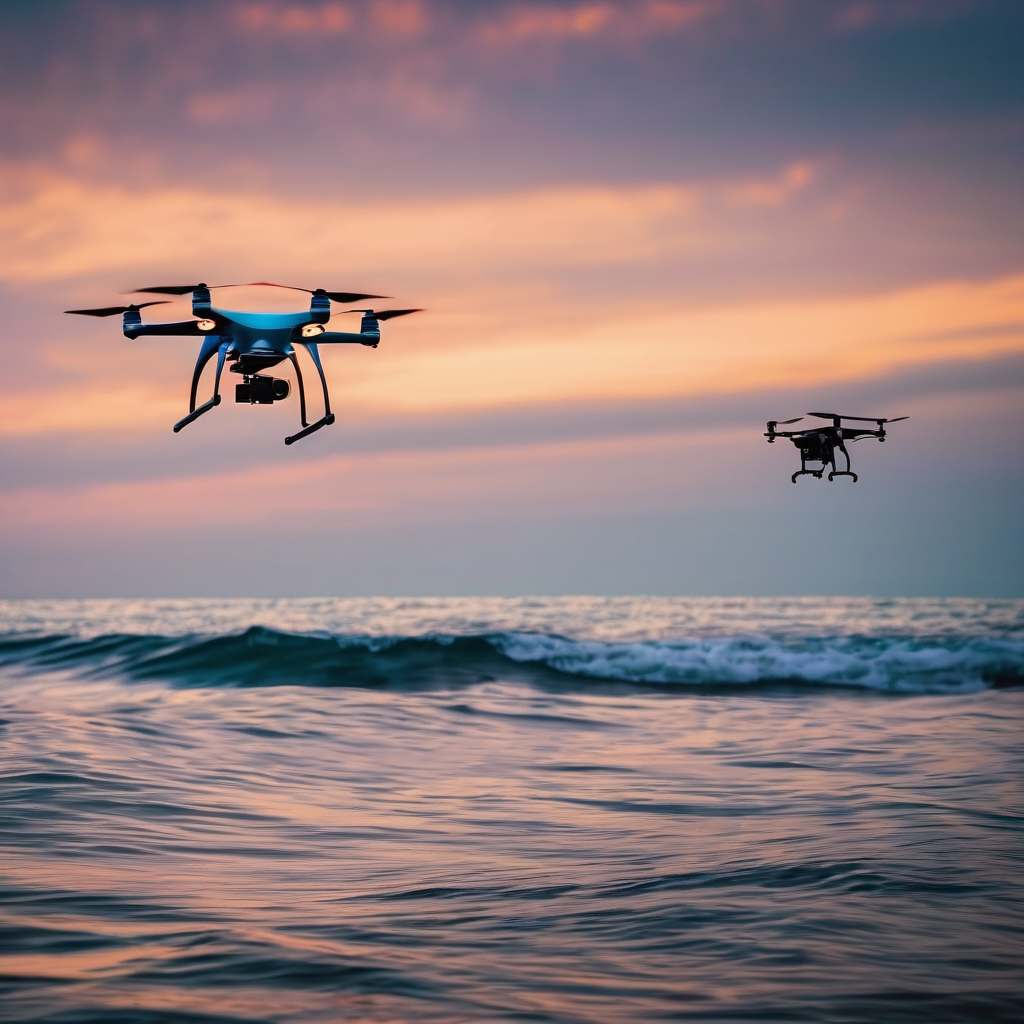 flying drones scouring the ocean