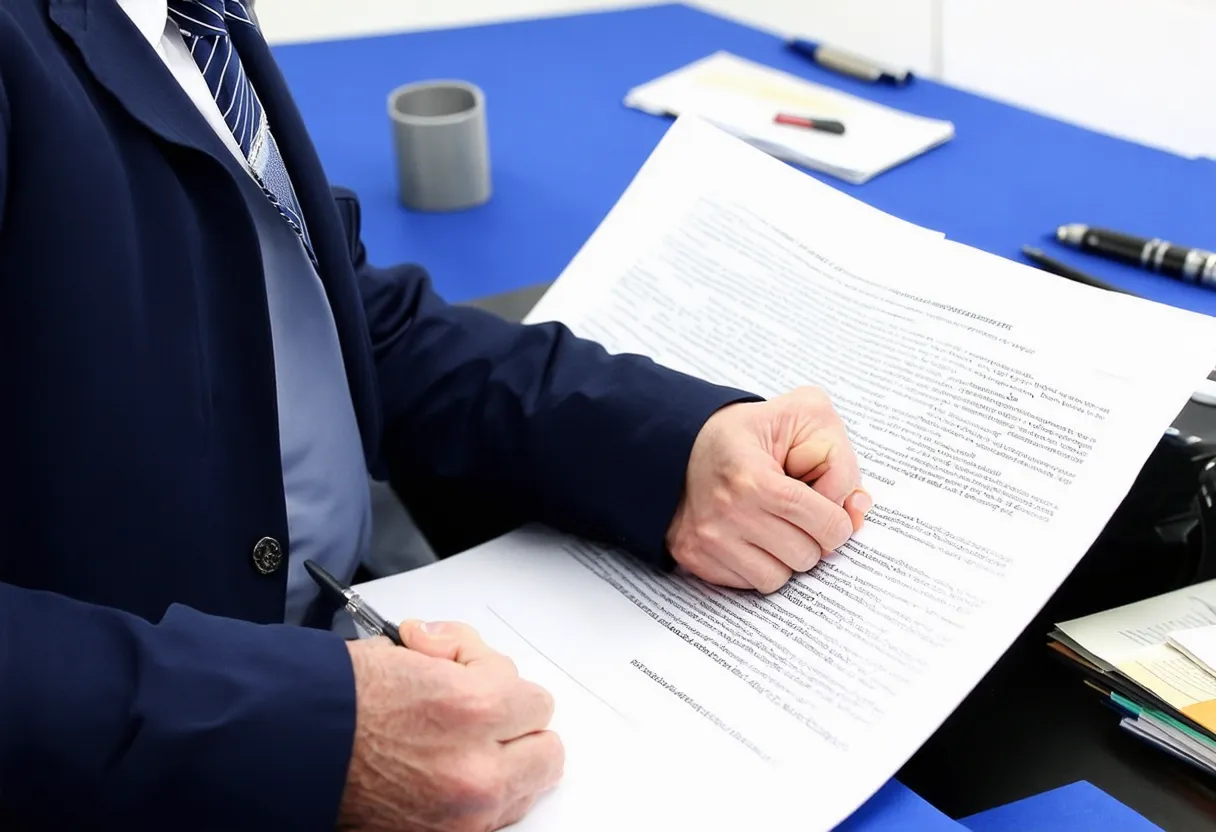 forensic expert reviewing a document