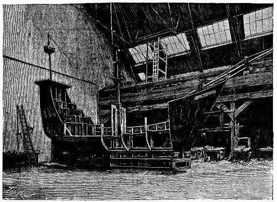 Fig. 1.—SHIP OF THE "TEMPEST," IN PROCESS OF CONSTRUCTION.