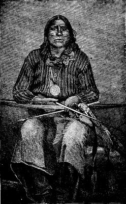 FIG.8.--Portrait of Satanta, a late chief of the Kiowas (from the Red river of Texas), from a photograph. The predominance of the facial region, and especially of the malar bones, and the absence of beard, are noteworthy.