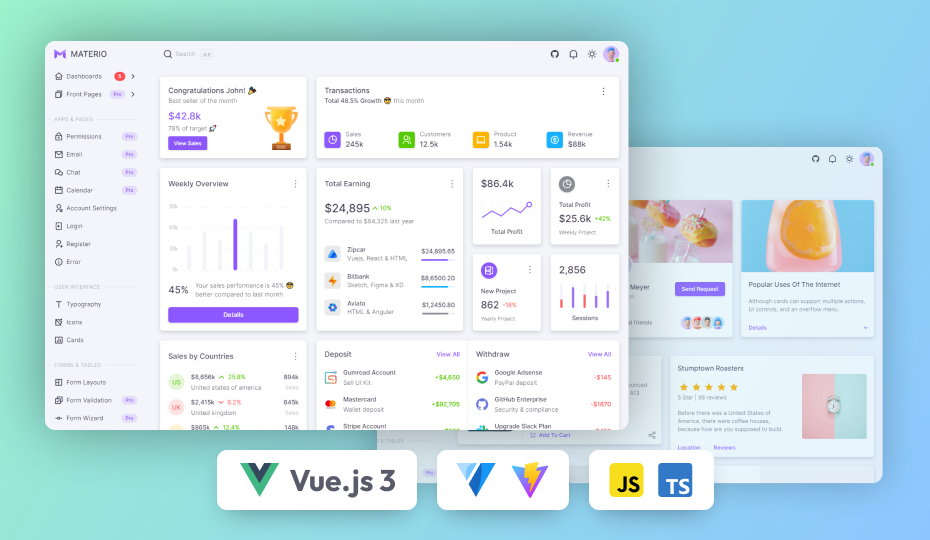 Materio Free Vuetify VueJS Admin Template