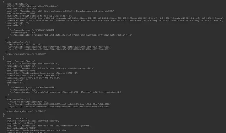 List of all packages installed in the docker image - 2