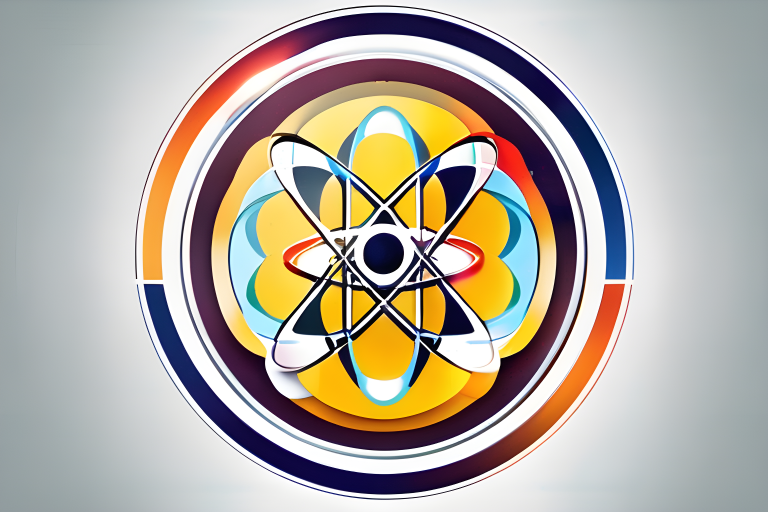 Generate a digital representation of the ATOM token logo that captures its key elements