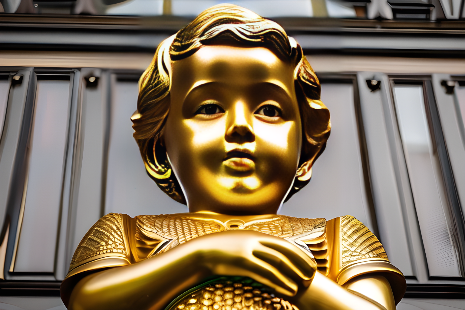 Golden statue of a young kids