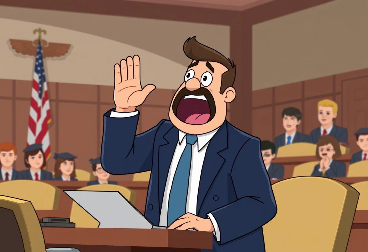 google yelling objection in a court animated