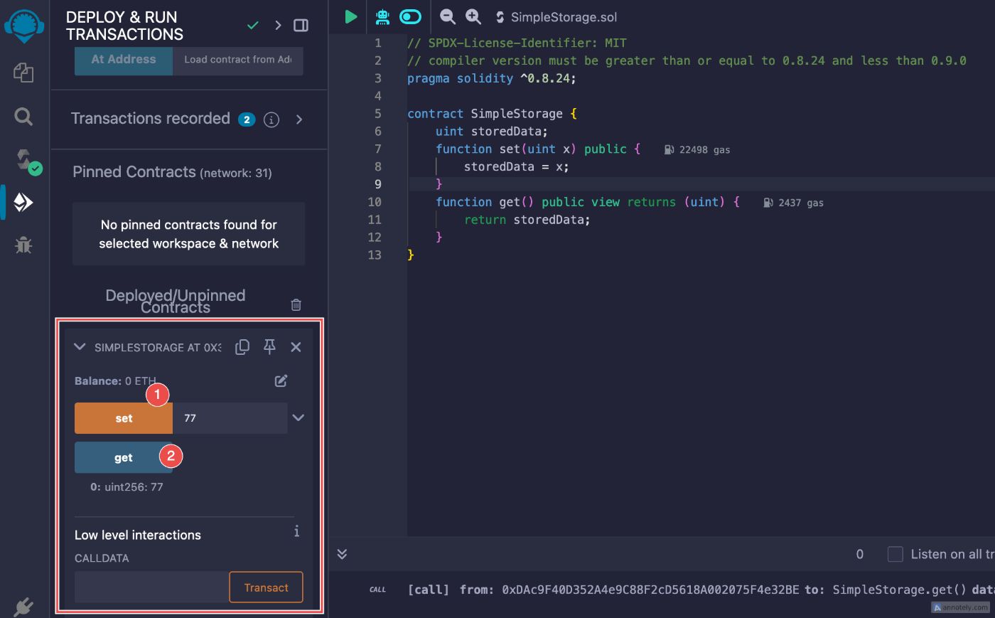 Interacting with SimpleStorage Smart Contract