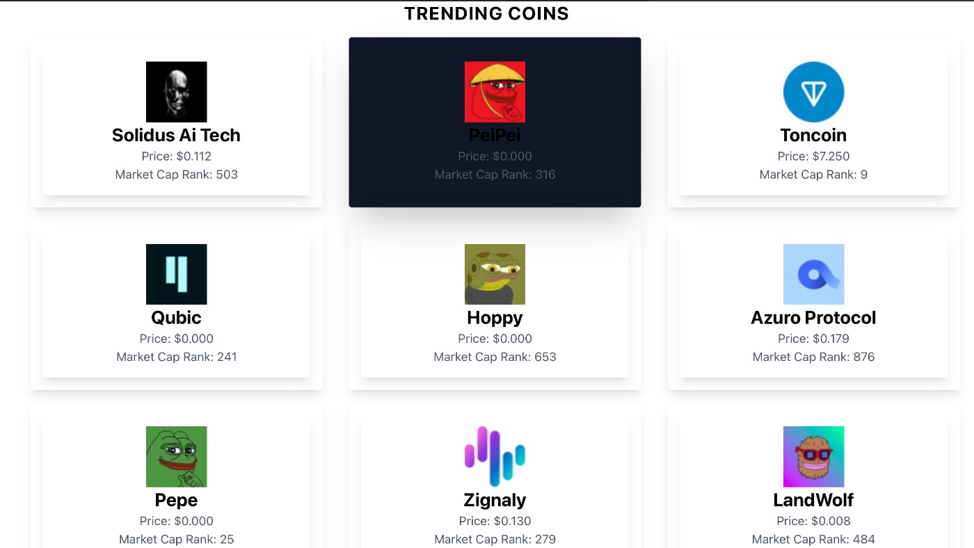 Trending Coin UI