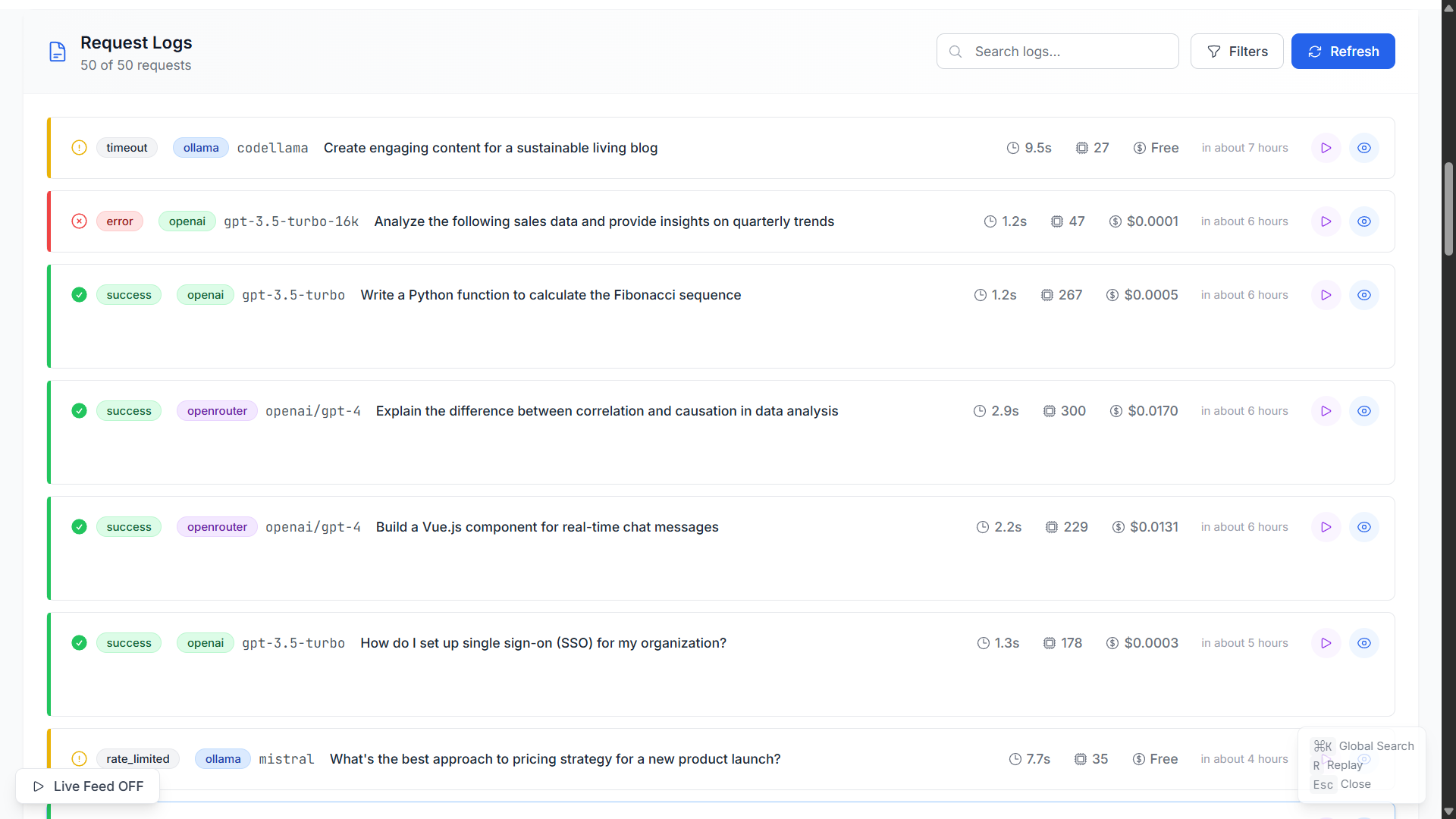 Request Logs