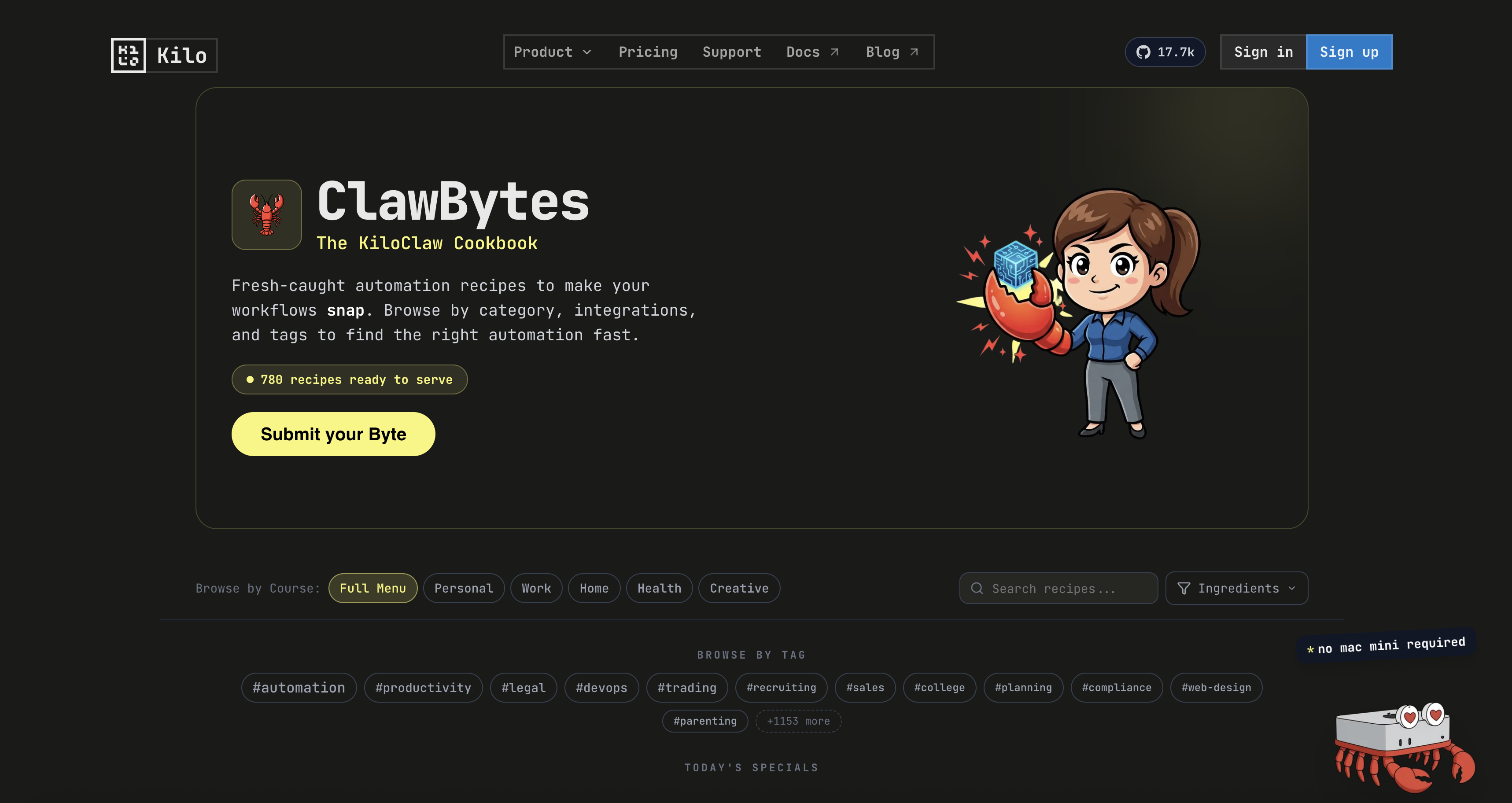 ClawBytes Landing Page