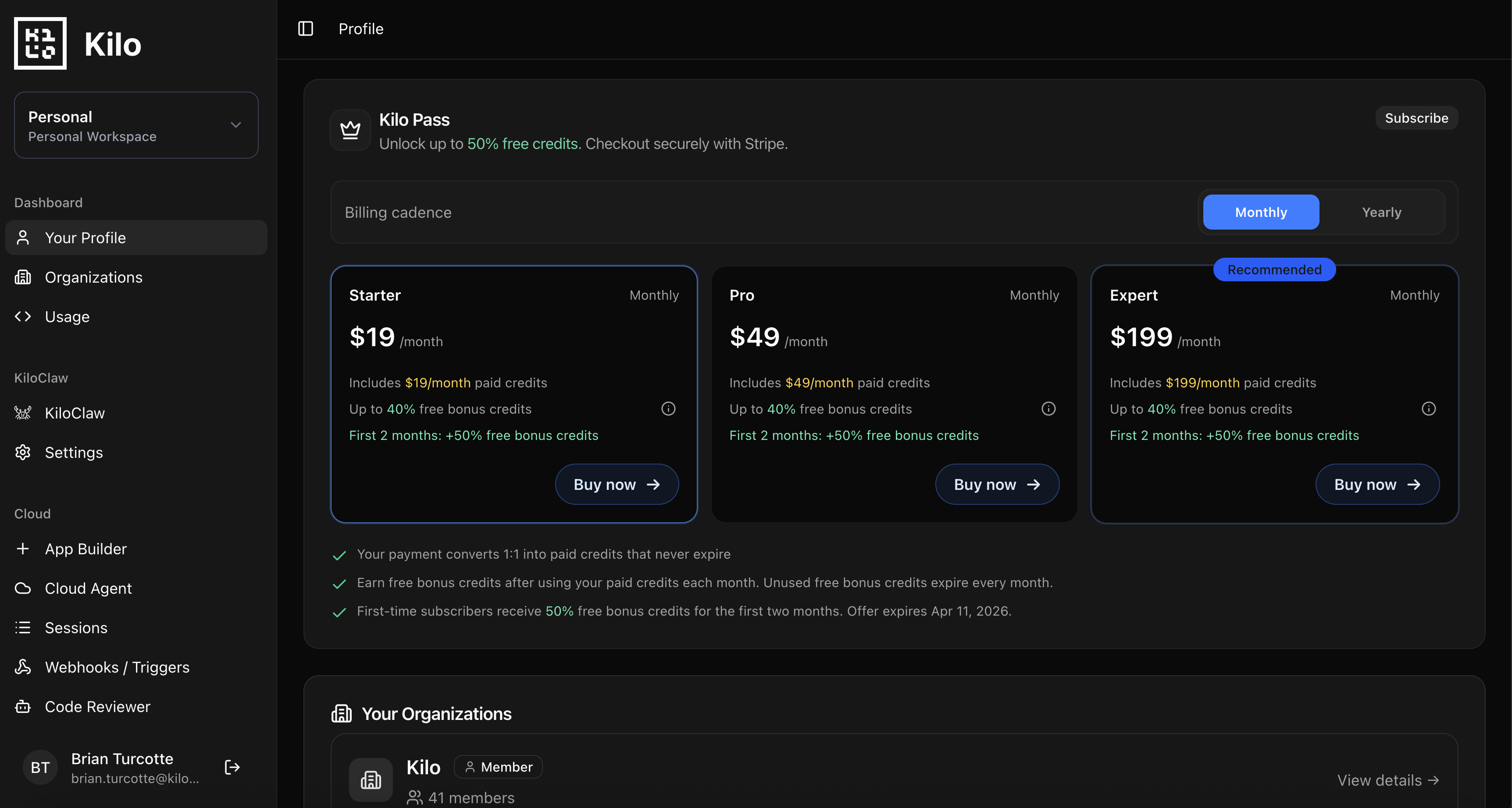 KiloClaw Landing Page