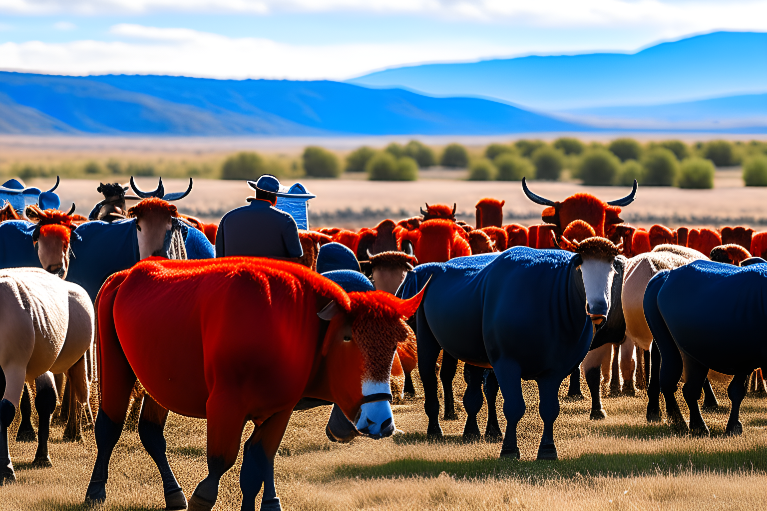 herding cows at a ranch