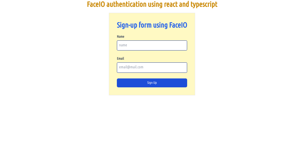 sign-up form using faceIO