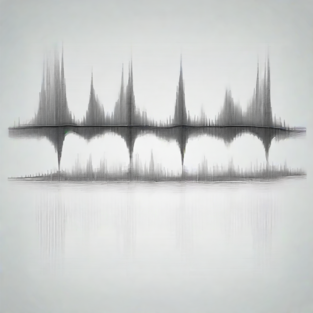 i want an image that shows a long audio waveform being gradually converted into text letters