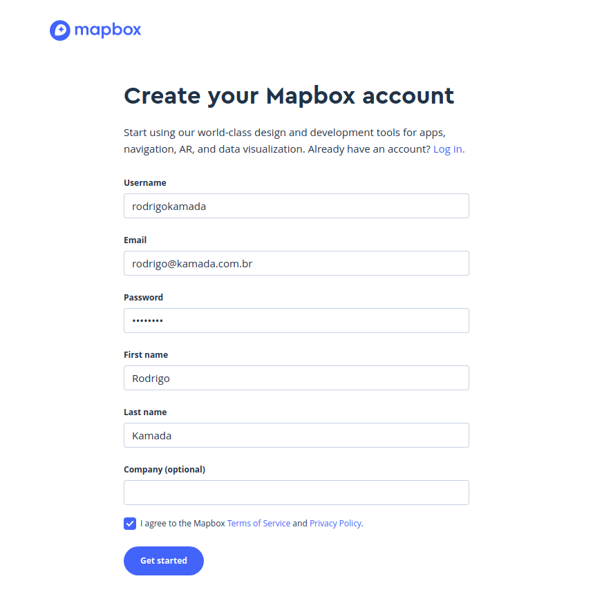 Mapbox - Sign up