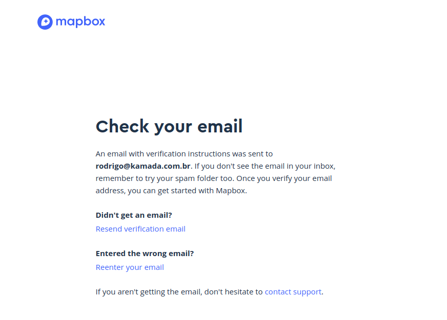 Mapbox - Check email