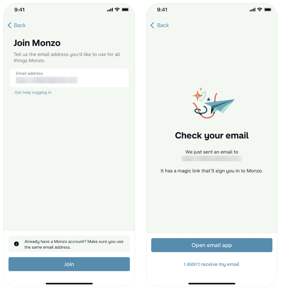 Magic link with Monzo