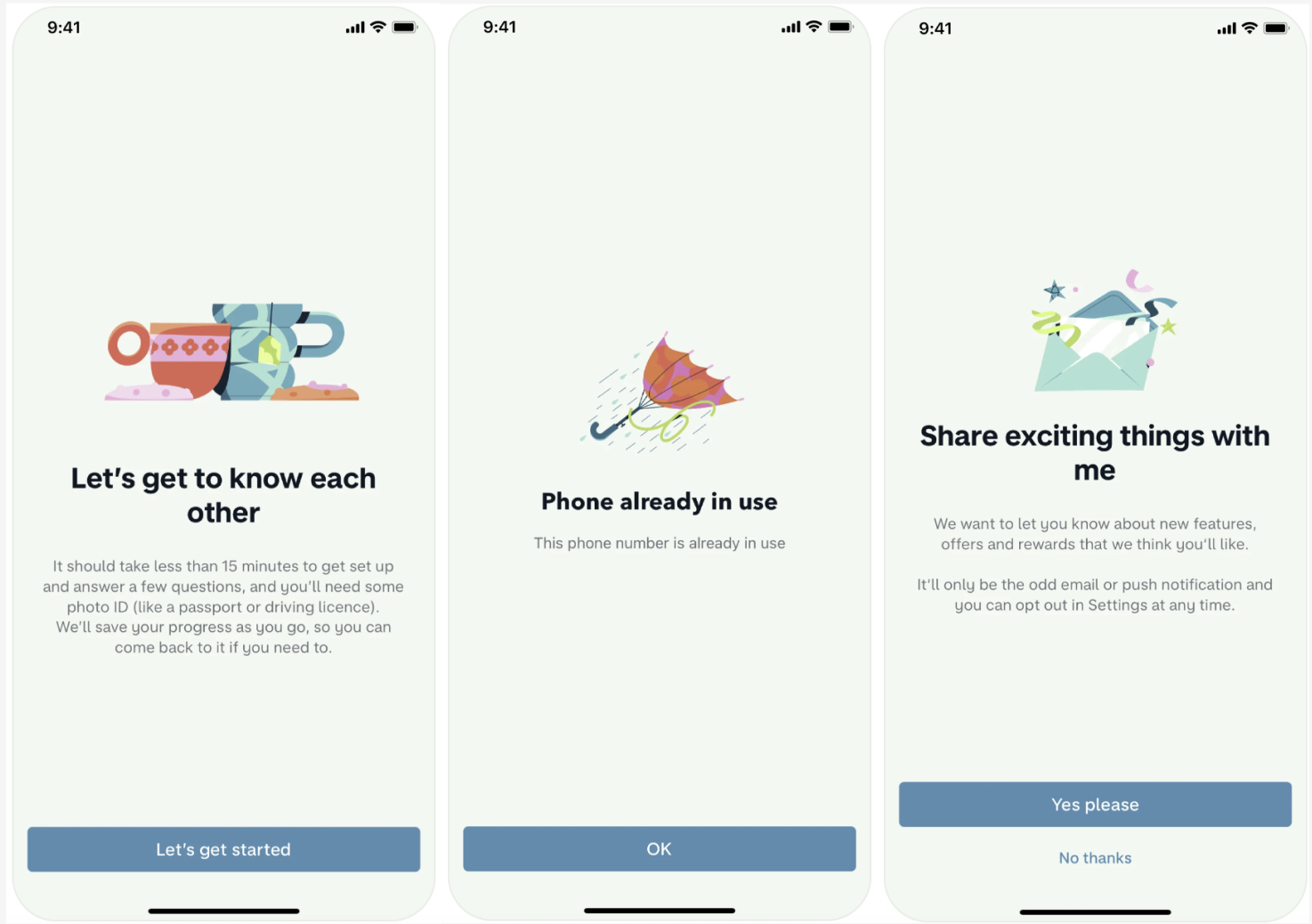 Fancy illustrations in the Monzo app