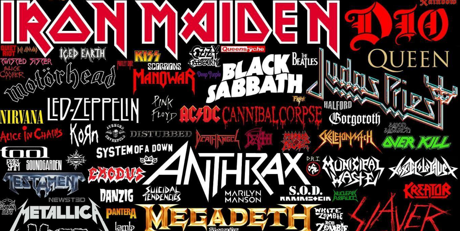 Metal list. Названия рок групп. Логотипы всех рок групп. Эмблемы рок групп зарубежных. Плакаты музыкальных групп.